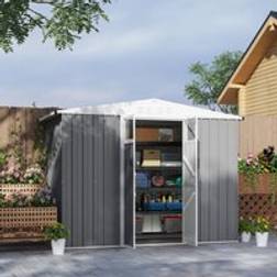OutSunny 8 x 4 ft Garden Storage Shed Outdoor Metal Shed Light Grey One Size (Building Area )