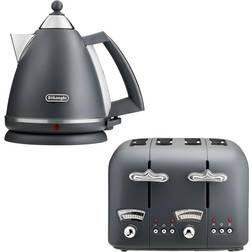 De'Longhi Argento 1.7L Kettle and 4 Slice Toaster Set