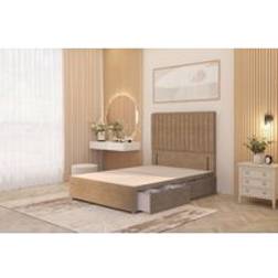 Somnior Eleanor Divan Base 4 Drawers 54 Floor Standing Headboard Plush Velvet - Beige - King Continental Bed
