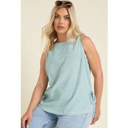Yours Curve Women's Plus Size Stripe Tie Side Linen Vest Top