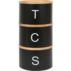 Harbour Housewares Steel Jar Set of 3 Black Kitchen Container