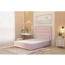Somnior Chambery Divan Frame with 54 Floor Standing Headboard Plush Velvet - Pink - Small Double Adjustable Bed