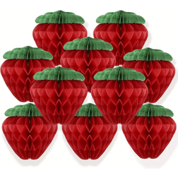 Shein 10 Pieces Of Red Strawberry Thin Paper Ball Decorations
