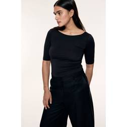 H&M Dames Top Met Ballerinahals - Zwart