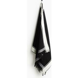 H&M Strandhandduk Med Fransar 80x165 Svart Badlakan Svart