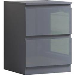 Fwstyle Gloss Grey 2 Drawer Scratch Resistant One Size Bedside Table