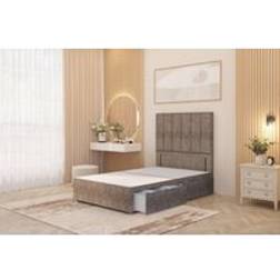Somnior Austin Divan Base 2 Drawers 54 Floor Standing Headboard Tweed Fabric - Brown - Super King