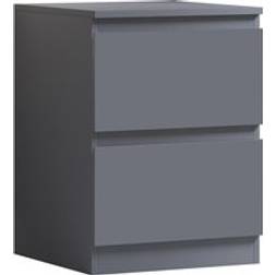 Fwstyle Dark Grey 2 Drawer Scratch Resistant One Size Bedside Table