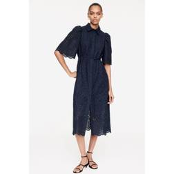 H&M Blusenkleid Mit Broderie Anglaise - Blau