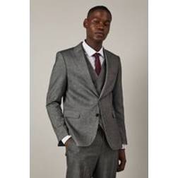 Burton Grey Tweed Look Herringbone Slim Fit Suit Jacket - 40R