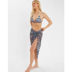 Accessorize Sheer Zig-Zig Stitch Sarong - Blue