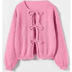 Shein Einfarbiger Twist-Knoten Langarm Strickjacke - Minimalistisch