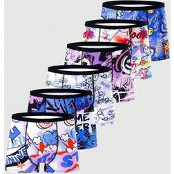 Shein Teenage Boys Video Game Graffiti Gradient Relay Race Smiling Face Print Briefs - Bear Design