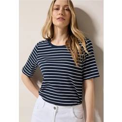 Cecil Stripe Shirt Kurzarm Streifen Vielseitige Allrounder Klassiker - Blau