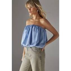 Warehouse Womens Satin Bubble Bandeau Bodysuit - Pale Blue