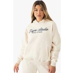 boohoo Womens DSGN Studio Embroidered Script Oversized Hoodie - White