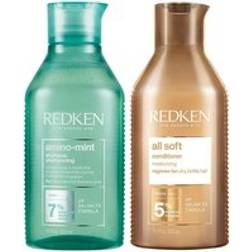 Redken Amino Mint Shampoo 300ml All Soft Conditioner 300ml Duo - Clear