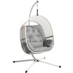 OutSunny Hanging Egg Chair with Stand Cushions for Garden Light Grey