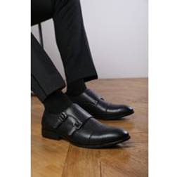 Where's That From Nick Formal Twin Buckle Monk Shoes - Black
