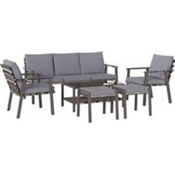 OutSunny 7 Seater Rattan Garden Furniture with Glass Coffee Table Grey Outdoor Lounge Set