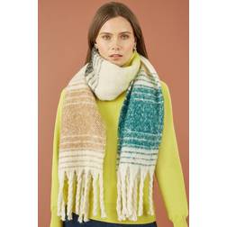 Yumi Oversize Fluffy Scarf - Brown/Green