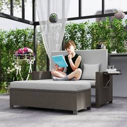 OutSunny Garden Rattan Furniture 2 Seater Patio Sun Lounger Daybed Sun Bed Outdoor Lounge Set