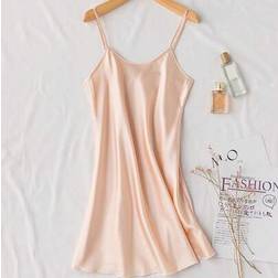 Shein Justerbar Strap Slip Dress Sommar Sovkläder - Champagne