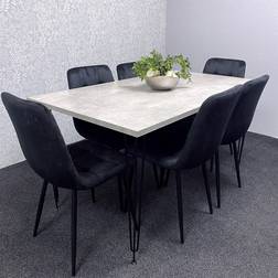 Kosy Koala 6 Seater Grey and Black Dining Set 77x117cm 7pcs