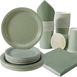 Shein Set Of 25pcs Sage Green Color Disposable Plates