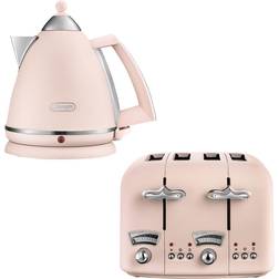 De'Longhi Argento 1.7L Kettle and 4 Slice Toaster Set