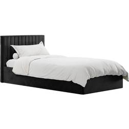 Hashtag Home Hucksley Upholstered Black Single Frame Bed