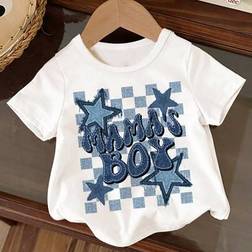 Shein Baby Boy Casual Cartoon Print Short Sleeve Round Neck T-Shirt - Summer