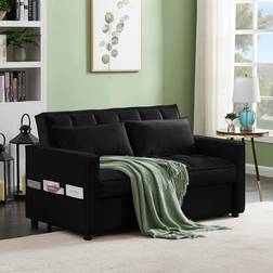 SquareBoxx Barcelona 2 Seater Pull Out Bed Black Sofa