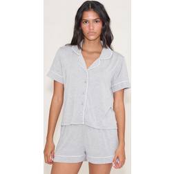 PrettyLittleThing Modal Piping Short Pj Set - Grey Marl