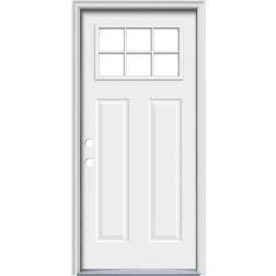 JELD-WEN 36-in 80-in x Steel Craftsman Right-hand Inswing Primed Prehung Front with Brickmould Insulating Core External Door (x)