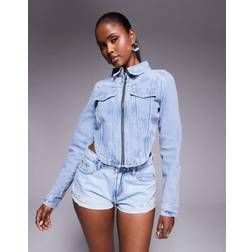 River Island Womens Longsleeve Corset Jacket - Light Blue