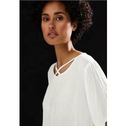 Street One Frauen Blusenshirt mit Bänderdetail - Weiß