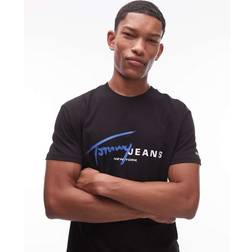 Tommy Jeans Sort T-shirt Med Blåt Signaturlogo - Black