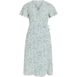 Vila Vilovie Short Sleeved Wrap Dress - Kentucky Blue