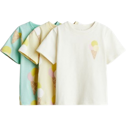Printed Jersey Shirts 3-pack - Light Turquoise/Ice Cream (1282740008)