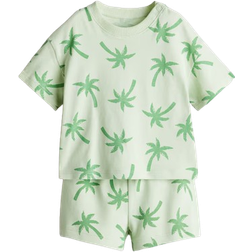 H&M Baby 2-delat Bomullsset - Ljusgrön/Palmer