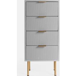 OHS Ribbed 4 Drawer Wood Light Grey Bedside Table 24x36cm
