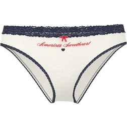 PINK Cotton Lace Trim Cheeky Panty - Winter White Americas Sweetheart Graphic