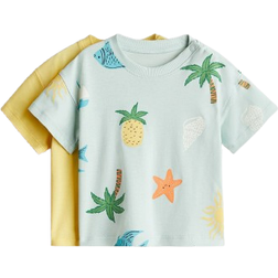 H&M T-shirt i Bomull 2-pack - Ljusturkos/Strand (1265910007)