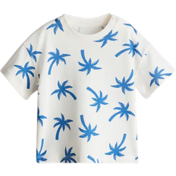 H&M Printed Cotton T-shirt - White/Palm Trees (1268566014)
