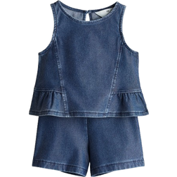 H&M Pige 2-delt Sæt I Jersey Med Denimlook - Blå