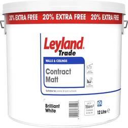 Leyland Trade Contract Matt Wall Paint Brilliant White 12L