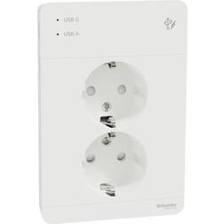 Schneider Vägguttag 2-vägs USB Jordat Exxact Electric