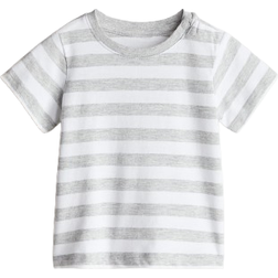 H&M Baby T-shirt I Bomullstrikå - Ljusgrå/Randig