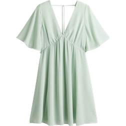 H&M V Neck Chiffon Dress - Light Green
